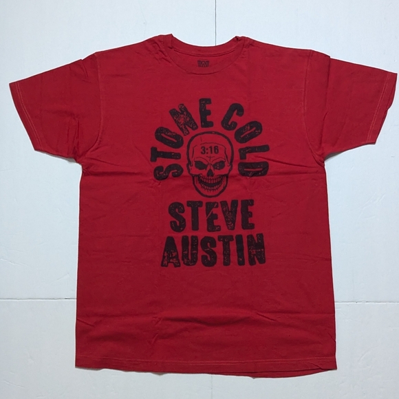 Stone Cold Steve Austin red shirt. 3:16 WWE mens large. Used. Ripple Junction - Picture 1 of 7